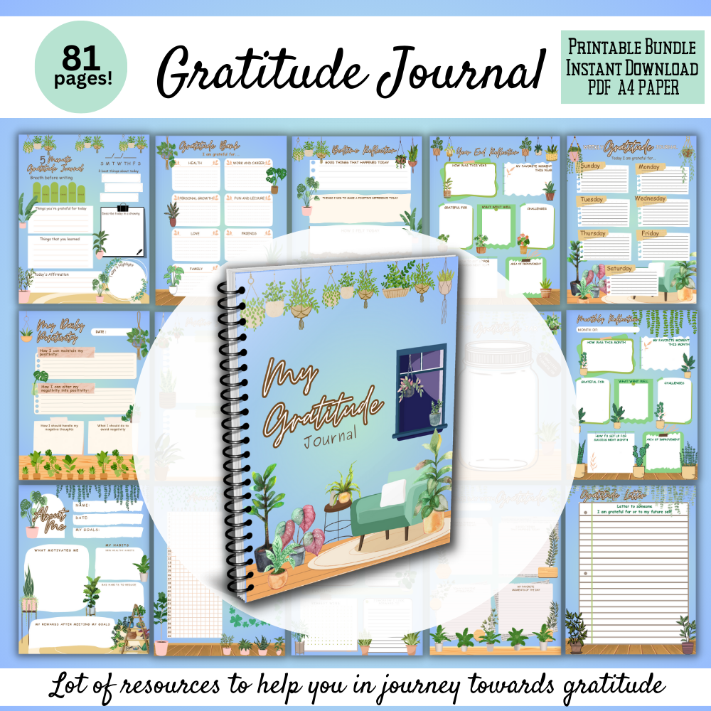 Gratitude Printable Journal - Blue