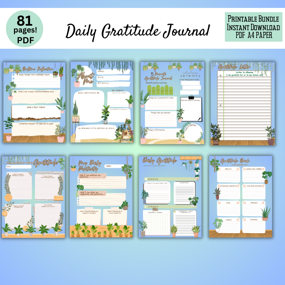 Gratitude Printable Journal - Blue