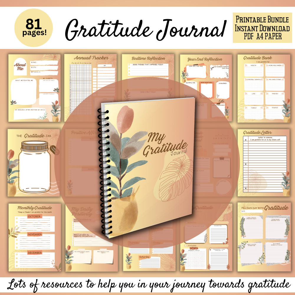 Gratitude Printable Journal - Gold