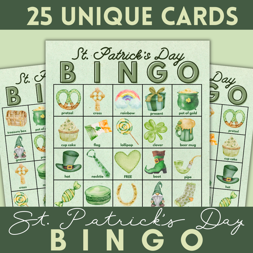 St. Patrick's Day Printable Bingo - Green Background