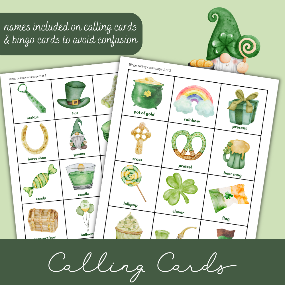 St. Patrick's Day Printable Bingo - Green Background