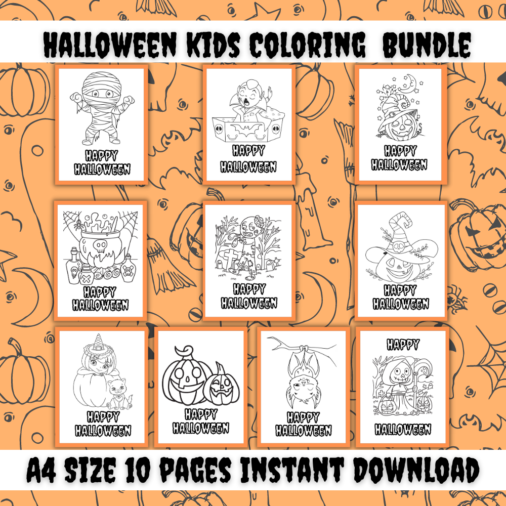 Halloween Kids Printable Coloring Bundle