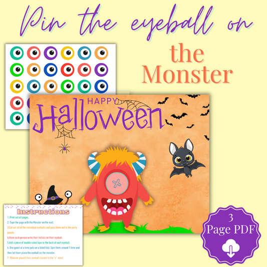 Printable Pin the Eyeball on the Monster Game