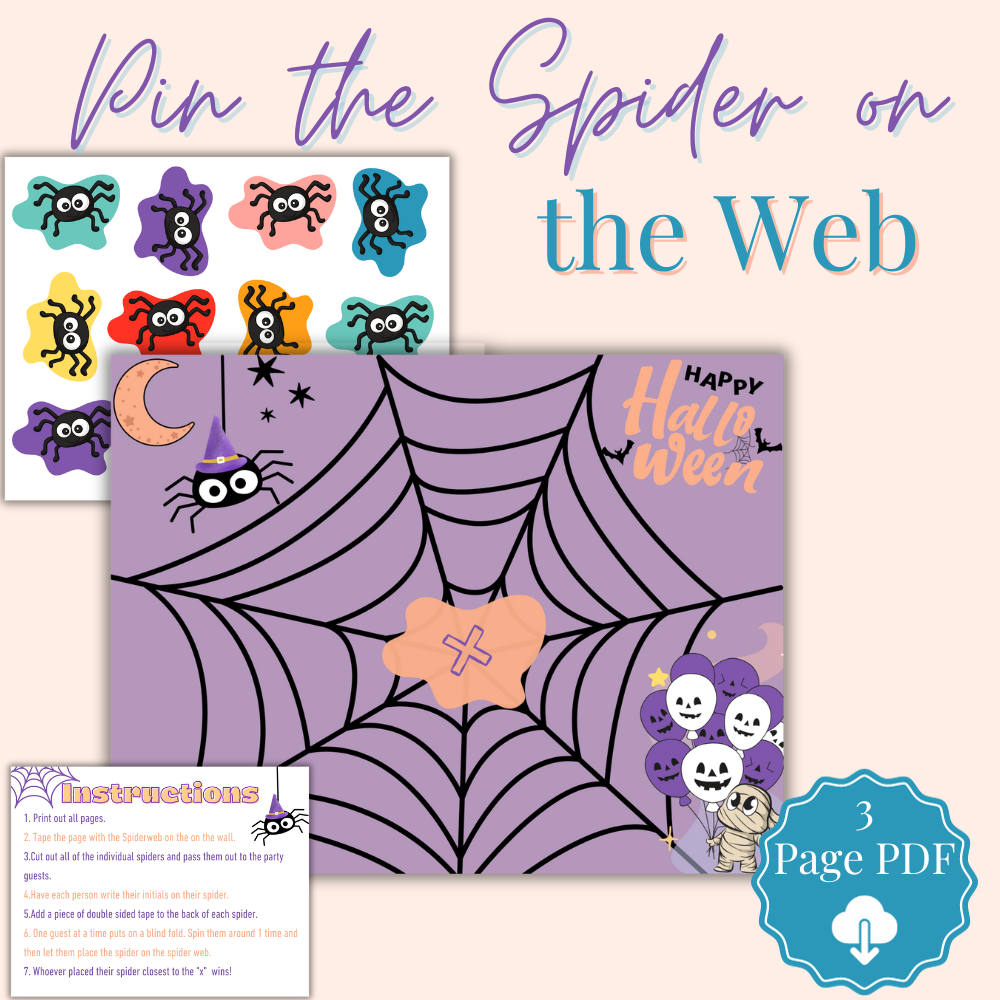 Printable Pin the Spider on the Web Game