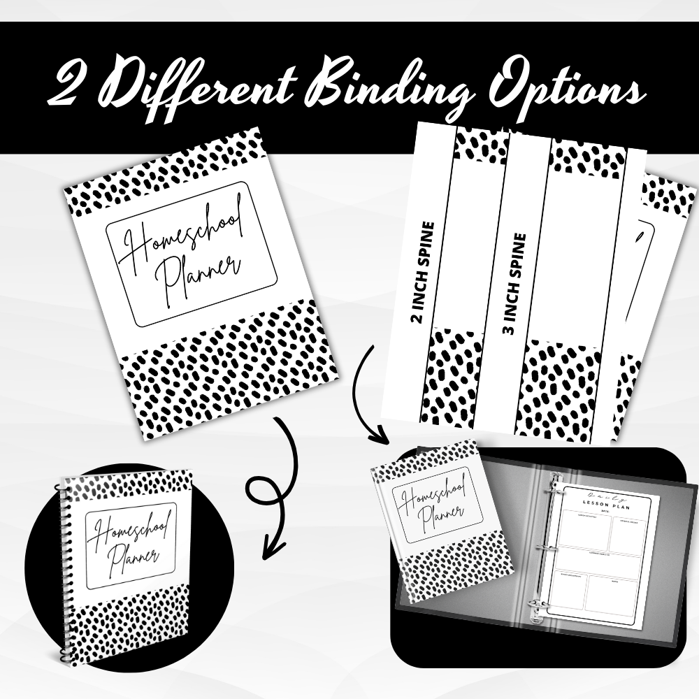 Homeschool Printable Planner - Black & White