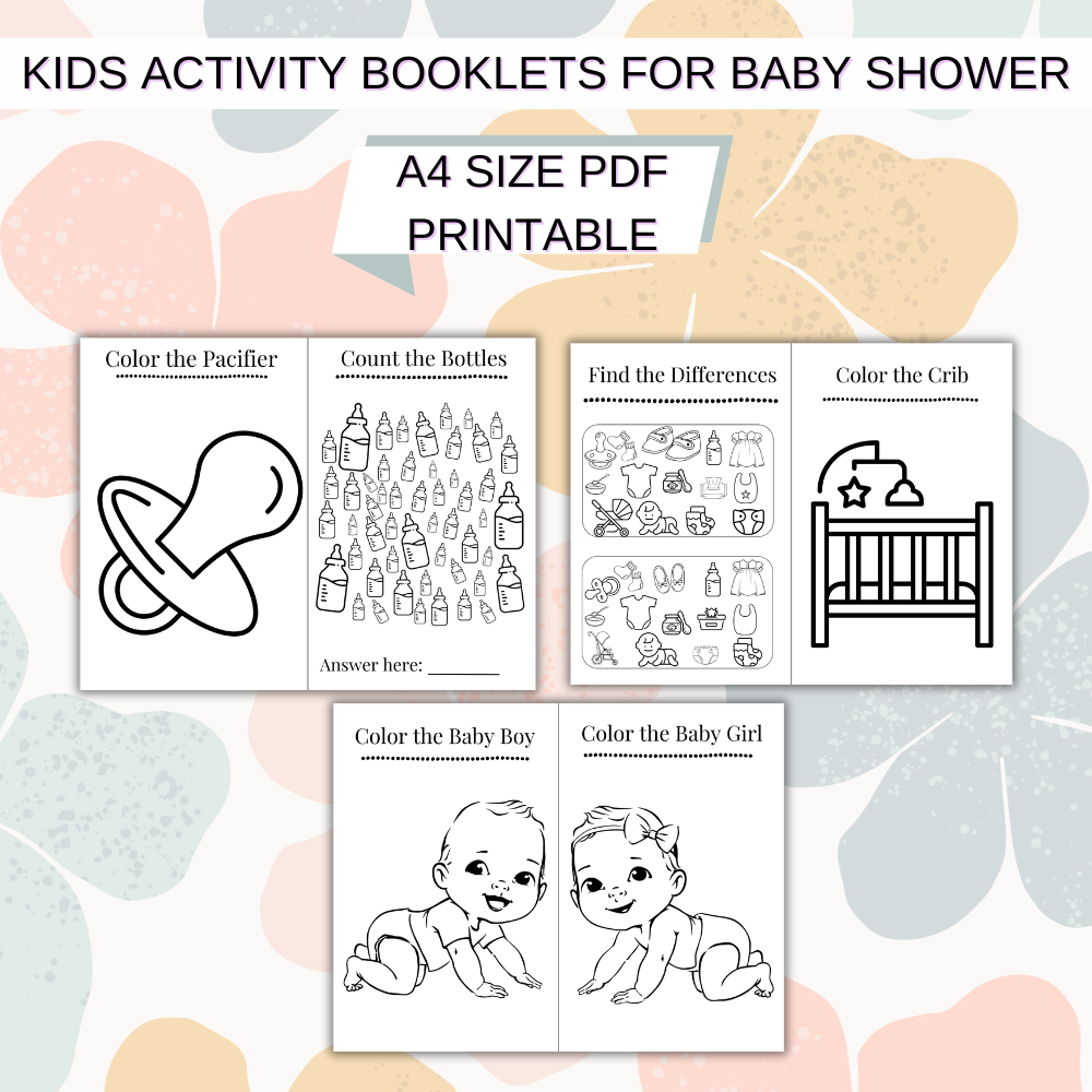 Kids Printable Baby Shower Activity Booklet