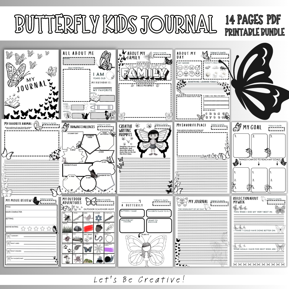 Kids Butterfly Printable Journal