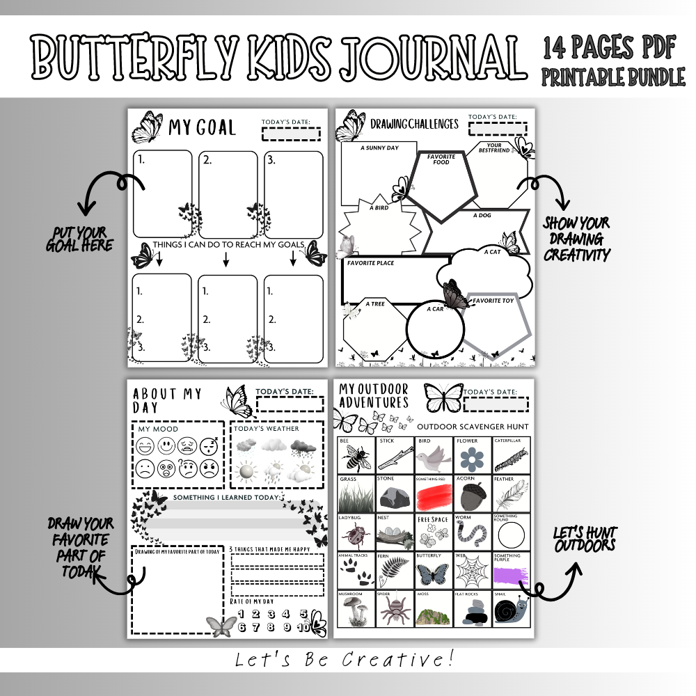 Kids Butterfly Printable Journal