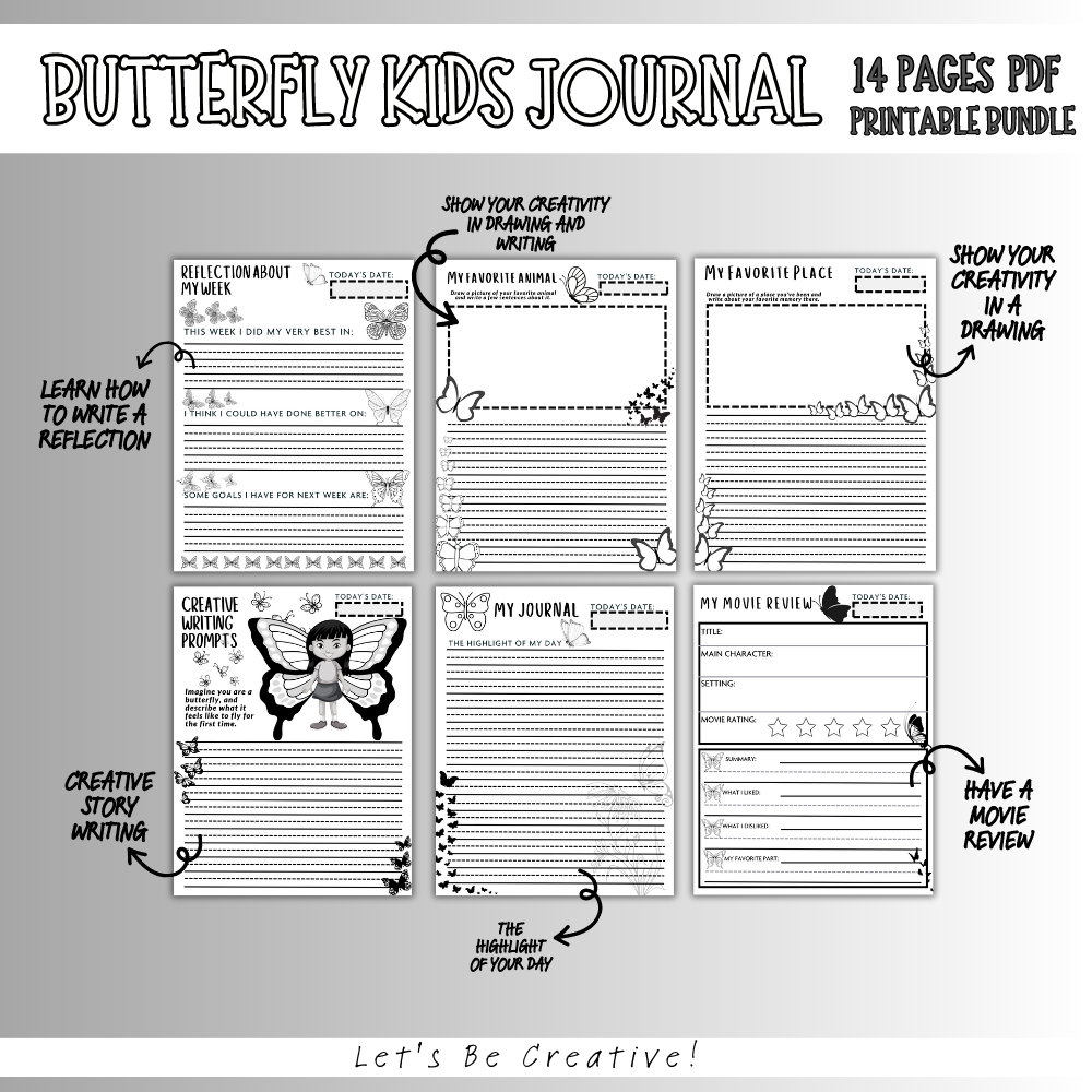 Kids Butterfly Printable Journal