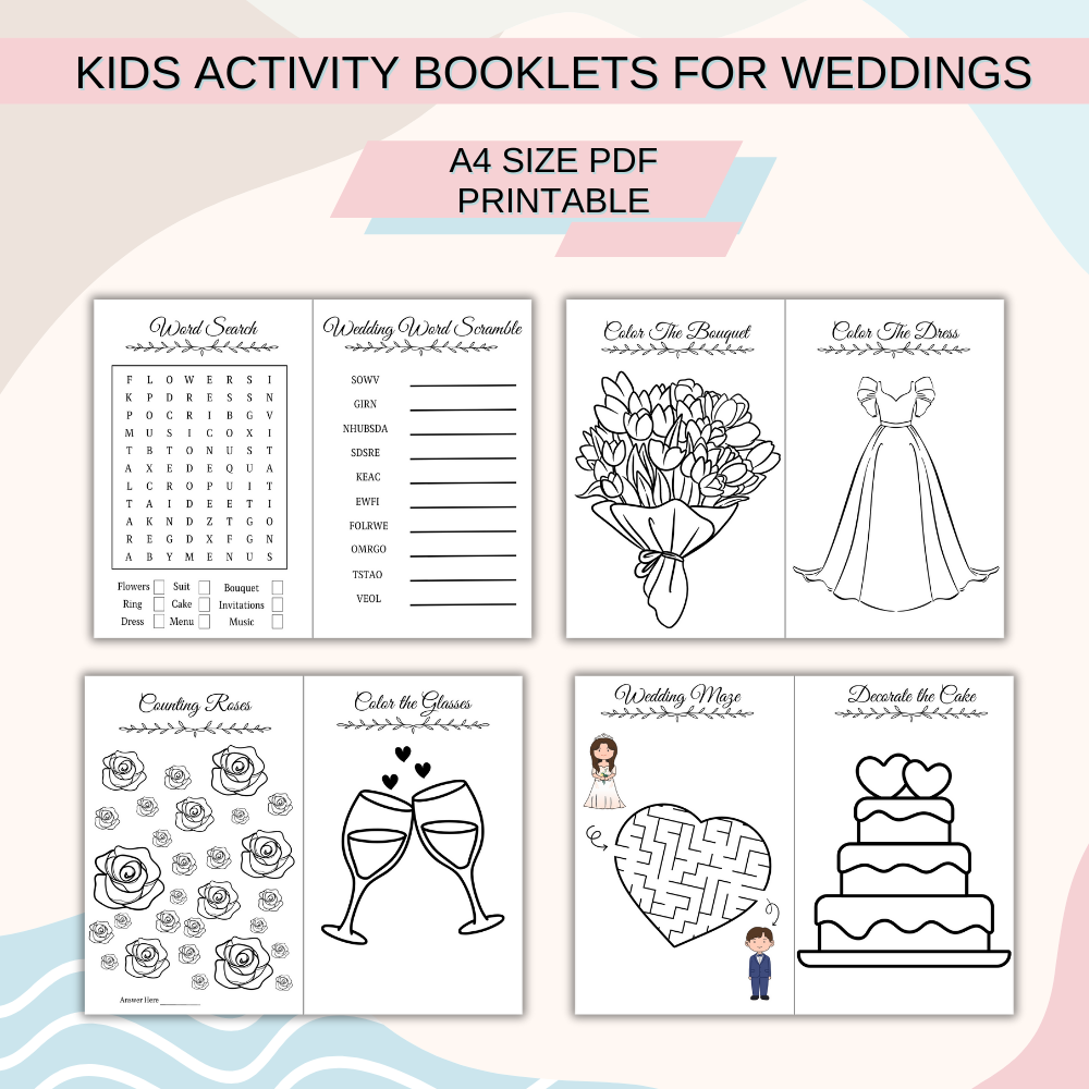 Kids Printable Activity Booklet for Weddings