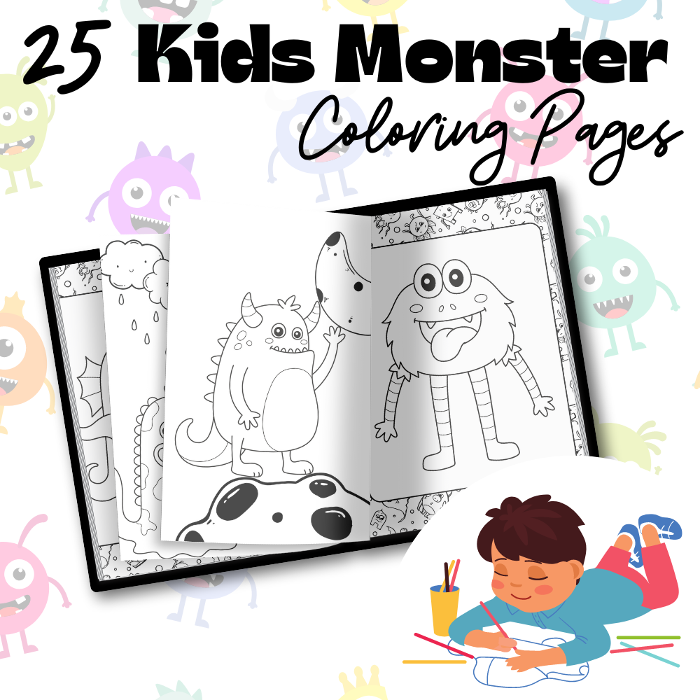 25 Kids Monster Printable Coloring Pages