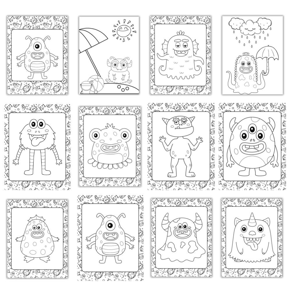 25 Kids Monster Printable Coloring Pages