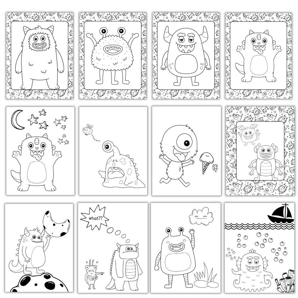 25 Kids Monster Printable Coloring Pages