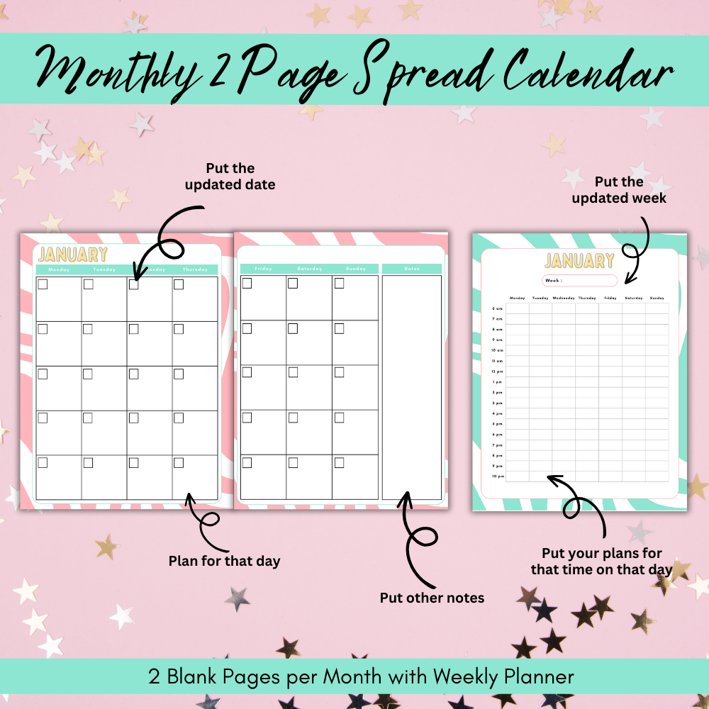 New Years Printable Planner - Color Stripes