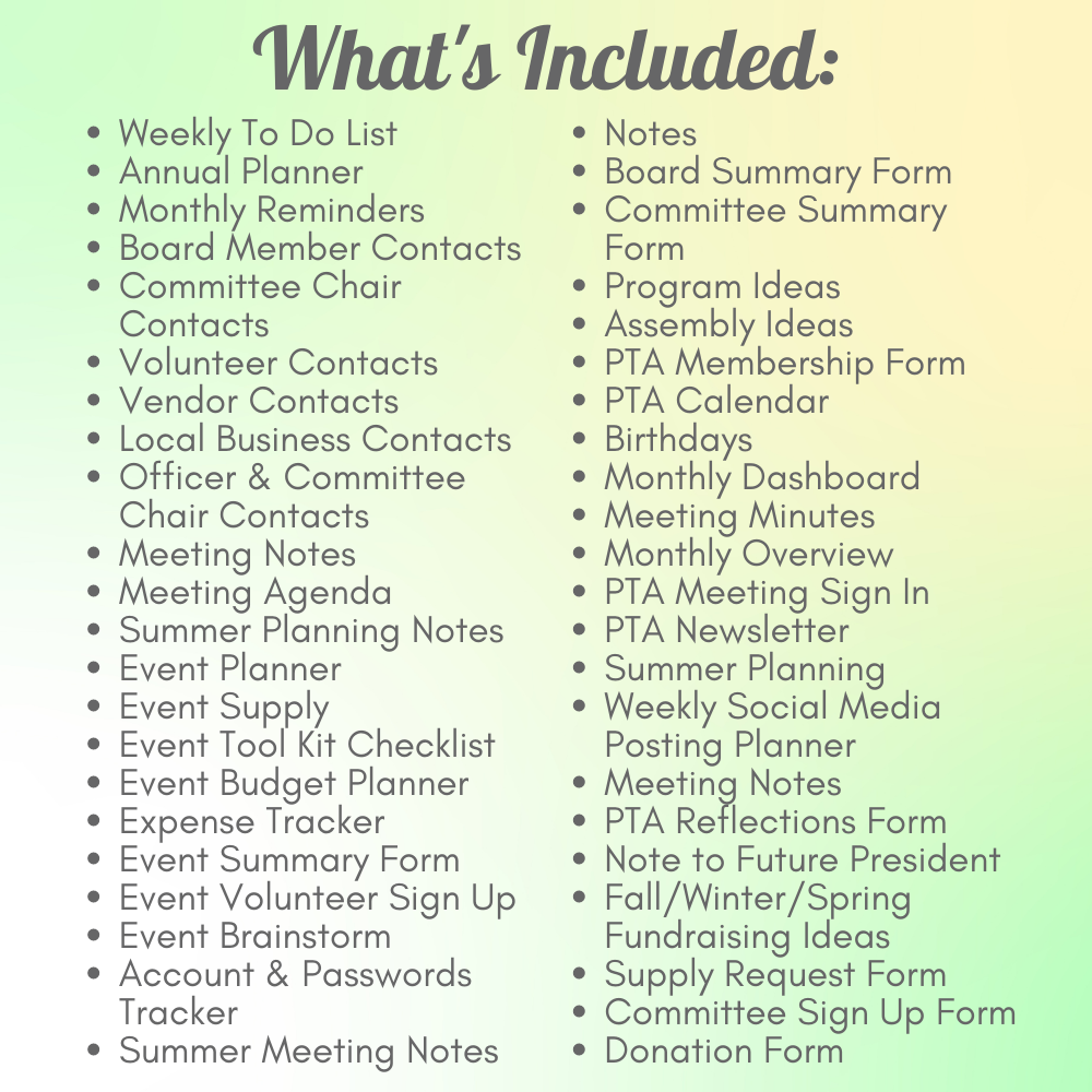 PTA Printable Leader Planner - Green