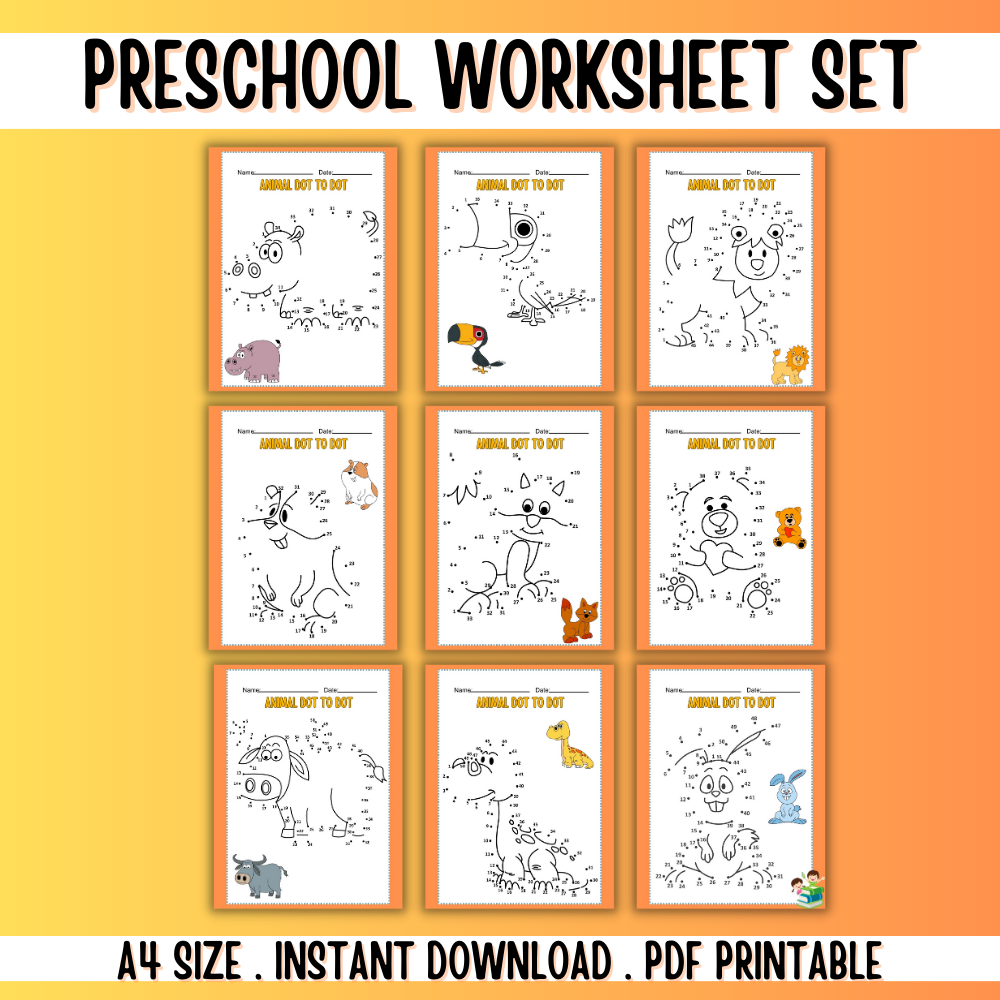 Preschool Printable Worksheet Set - 50 Pages