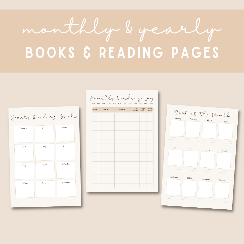 Reading Printable Planner - Beige