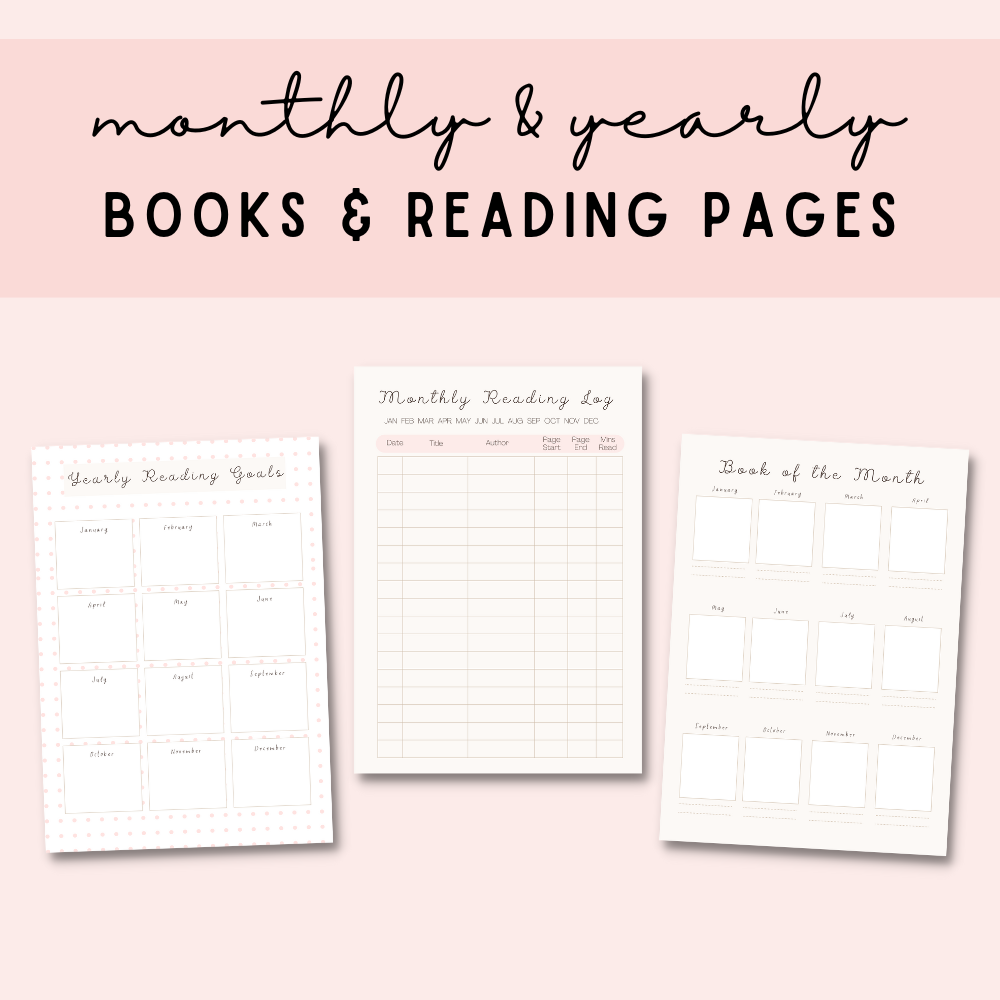 Reading Printable Planner - Pink