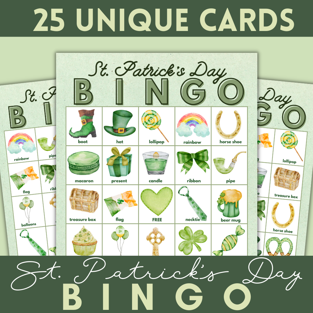 St. Patrick's Day Printable Bingo - White Background