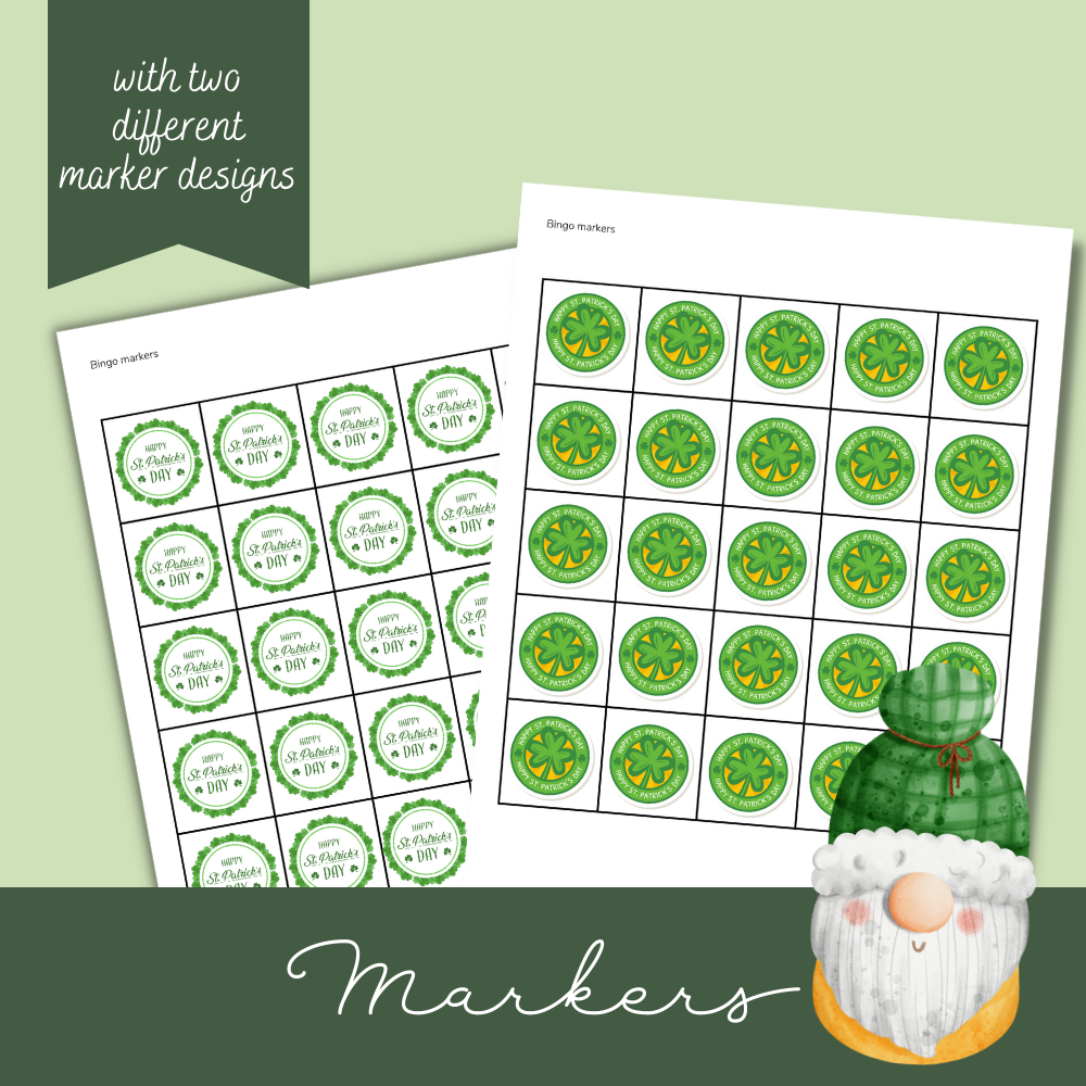 St. Patrick's Day Printable Bingo - White Background