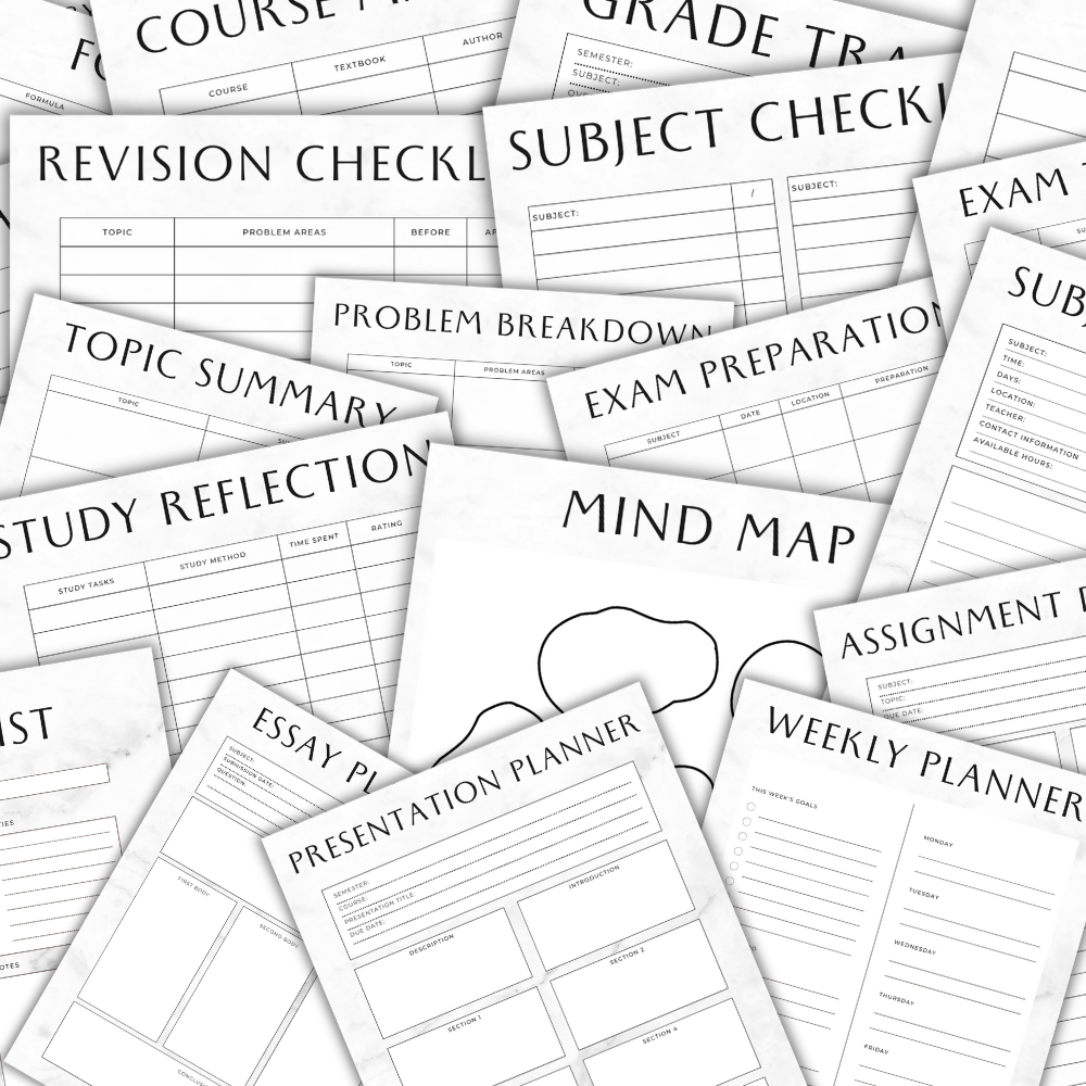 Student Printable Planner - Black & White