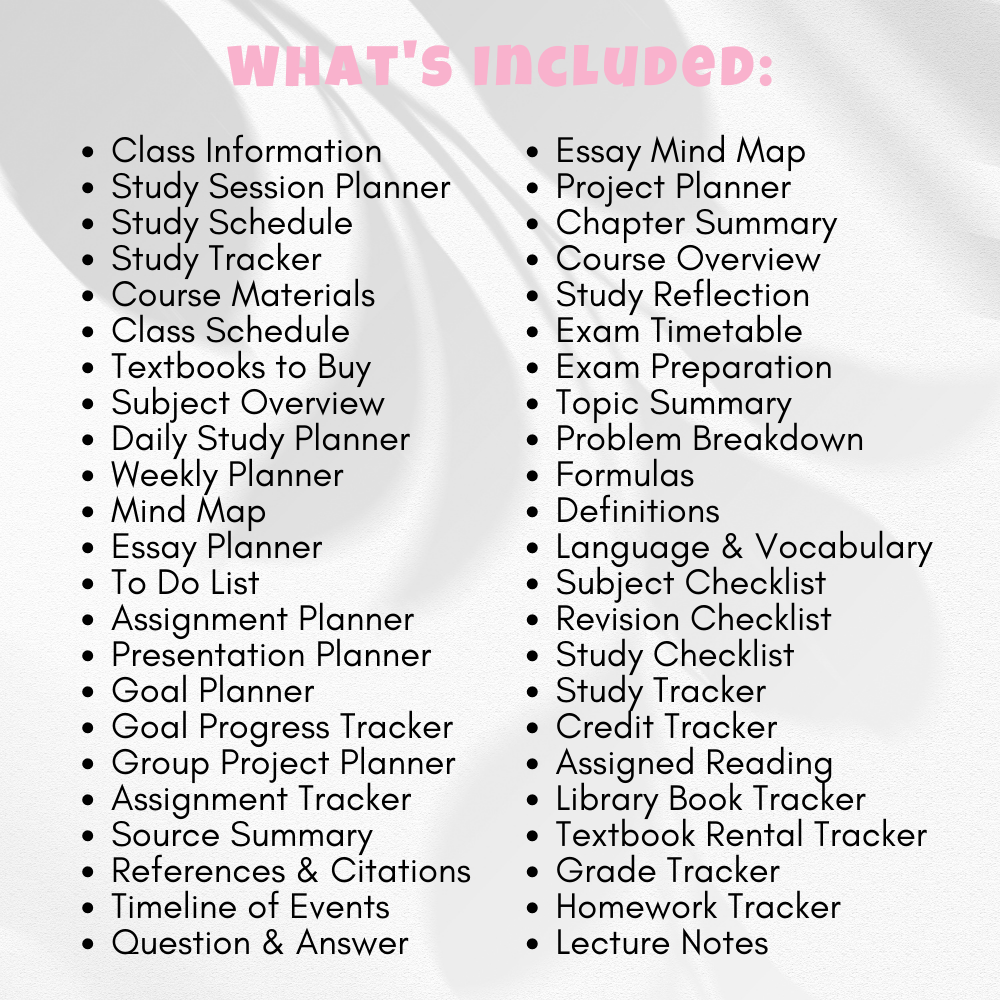 Student Printable Planner - Black & White