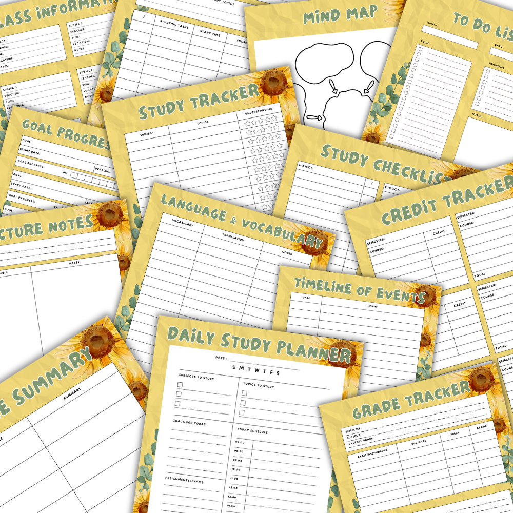 Student Printable Planner - Yellow