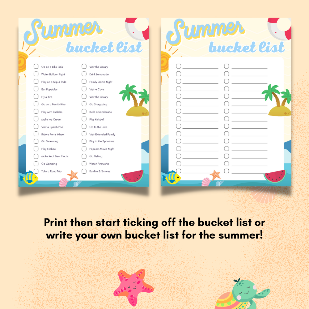 Summer Printable Bucket List