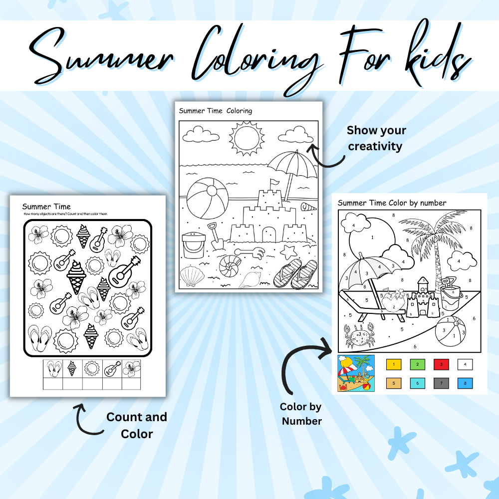 Summer Kids Printable Coloring Pages