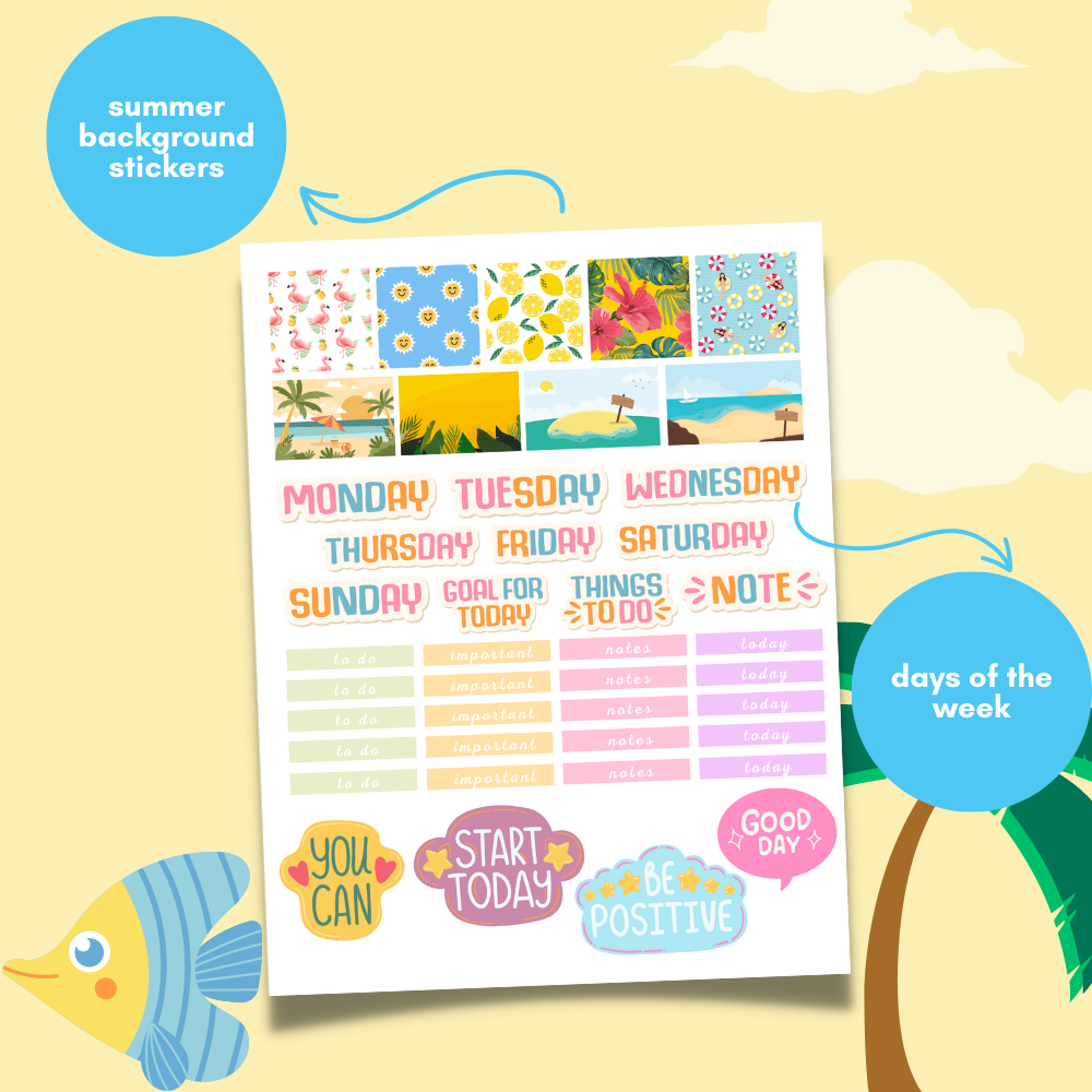 Summer Printable Planner Stickers