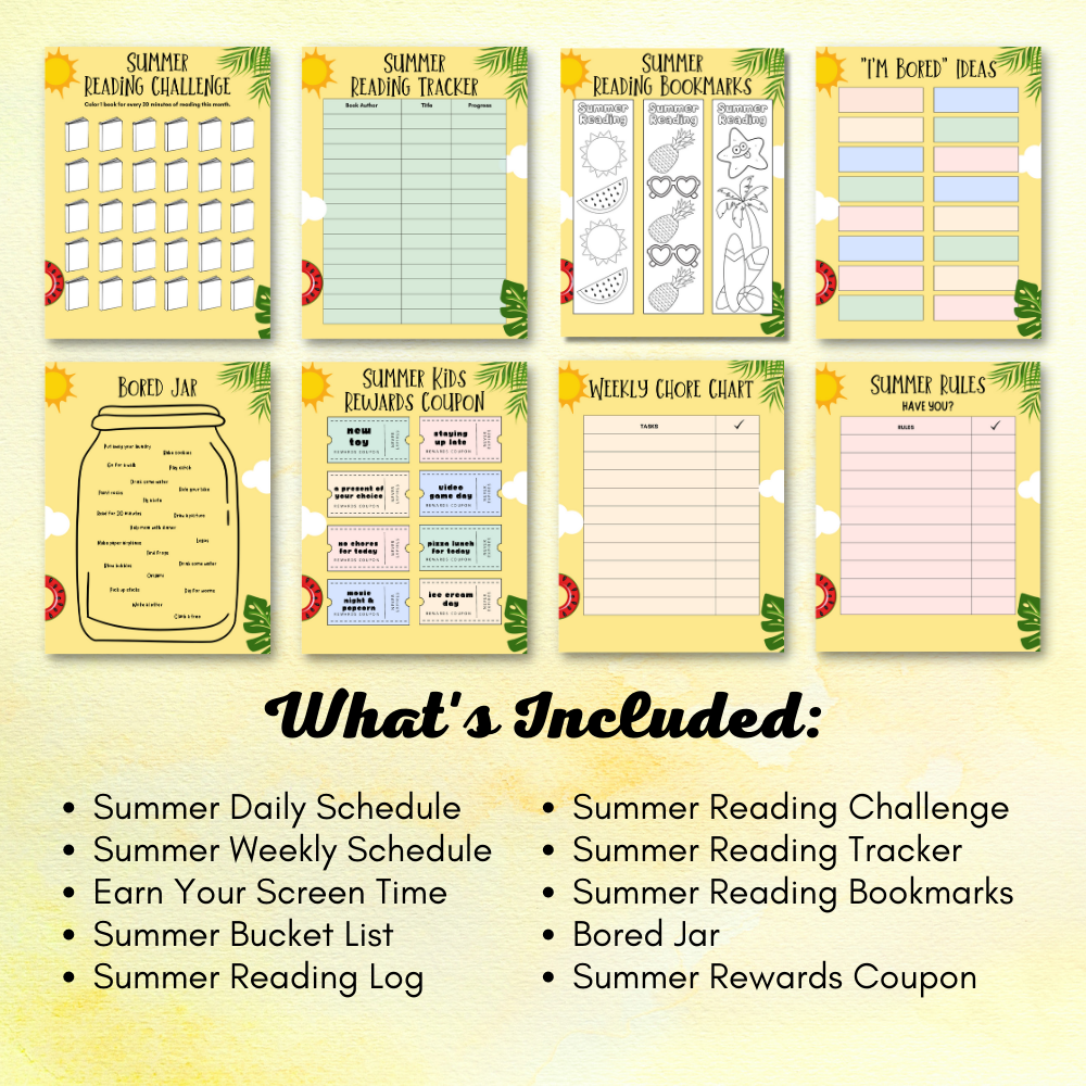 Summer Printable Planner - Yellow