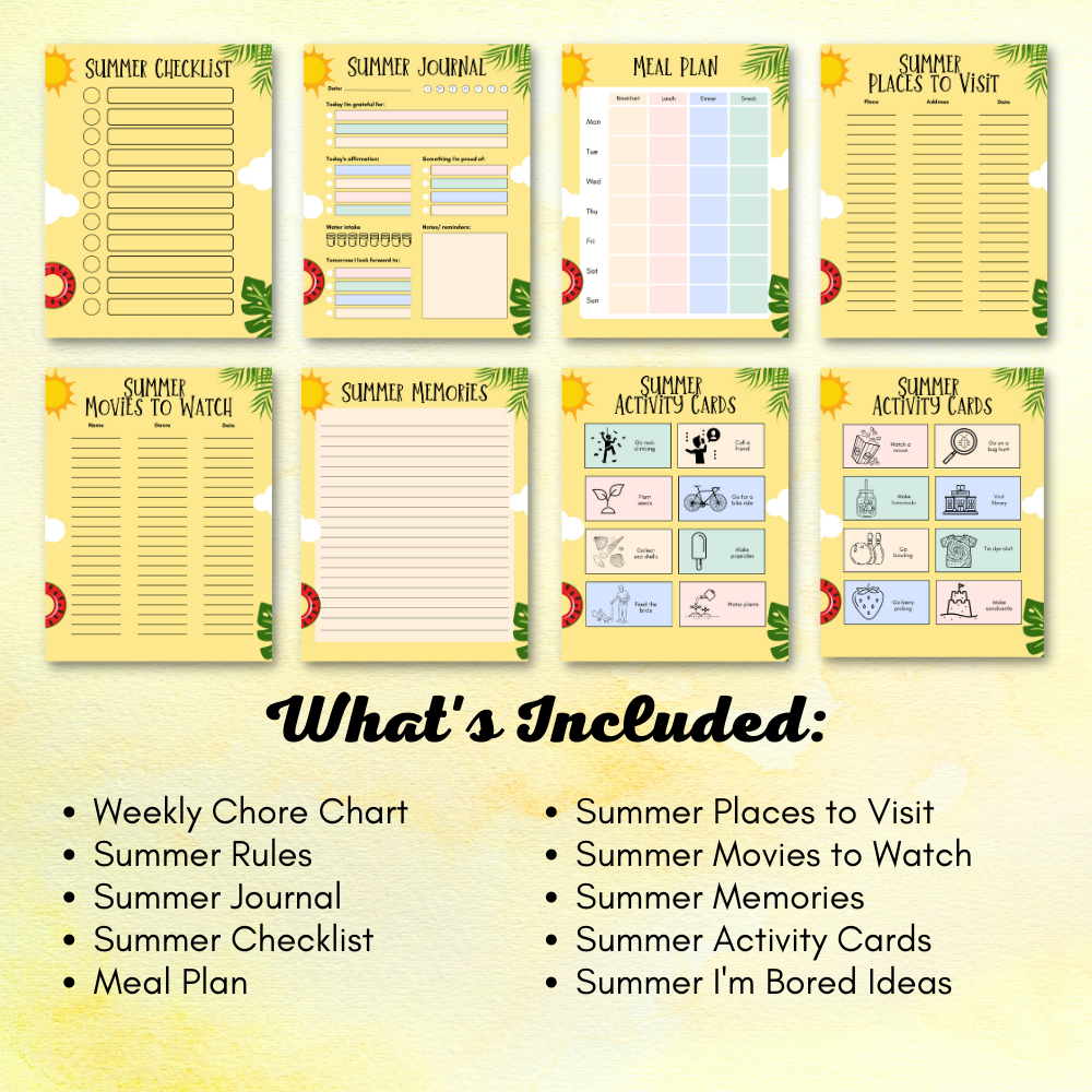 Summer Printable Planner - Yellow