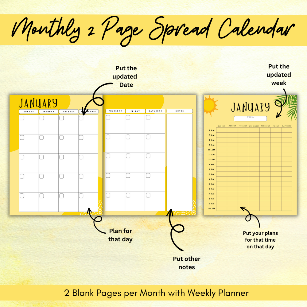 Summer Printable Planner - Yellow
