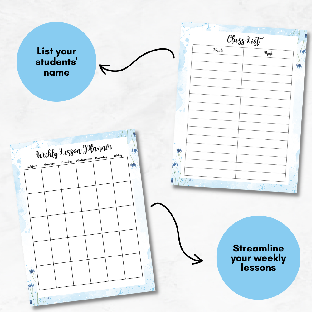 Teacher Printable Planner - Blue