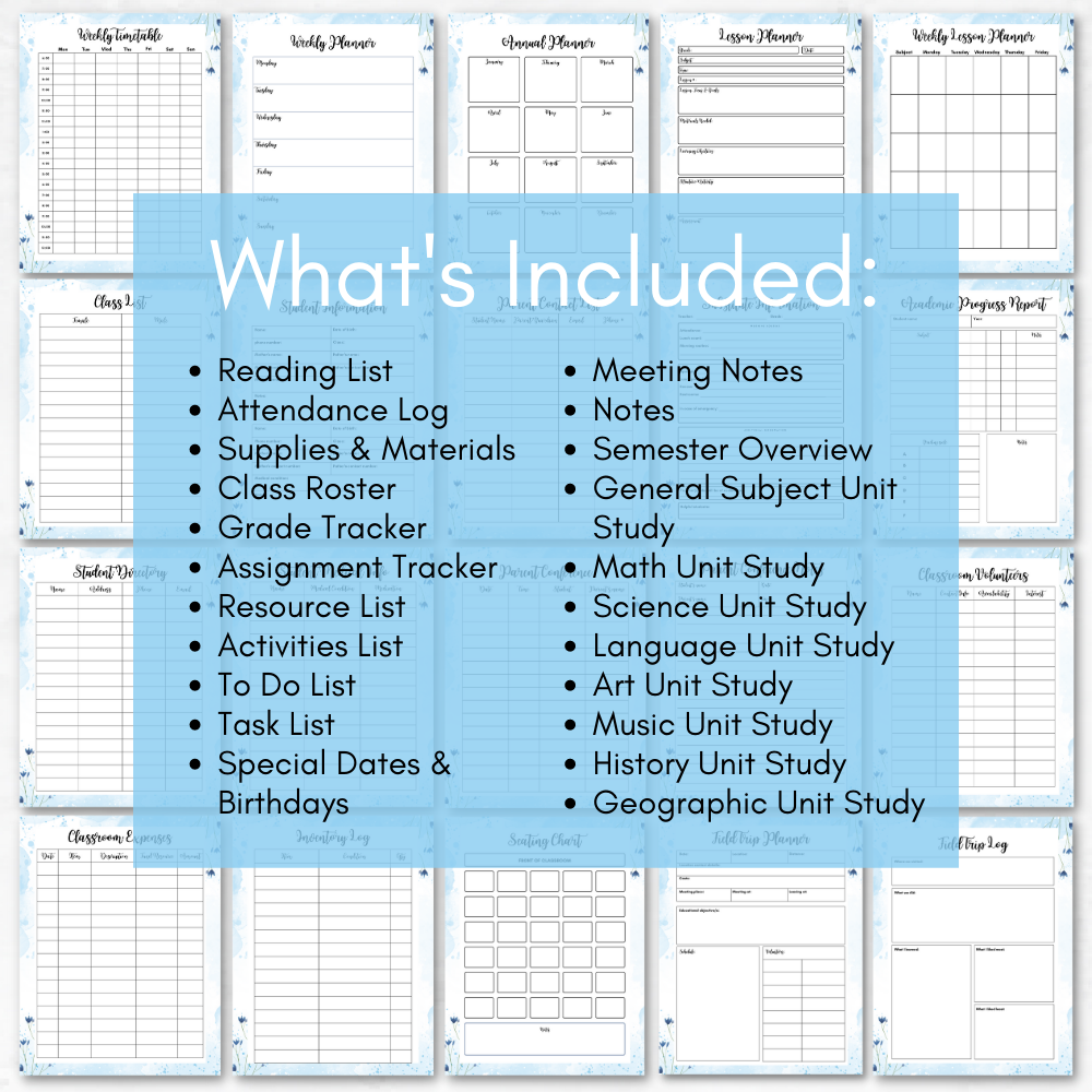 Teacher Printable Planner - Blue