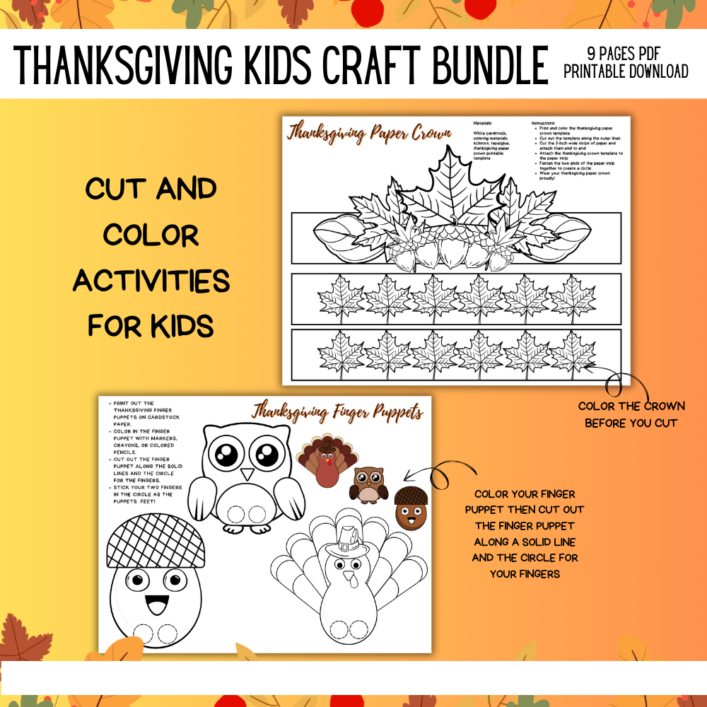 Thanksgiving Printable Kids Craft Bundle