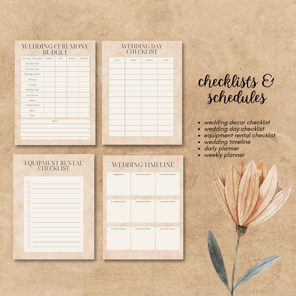 Wedding Printable Planner - Beige