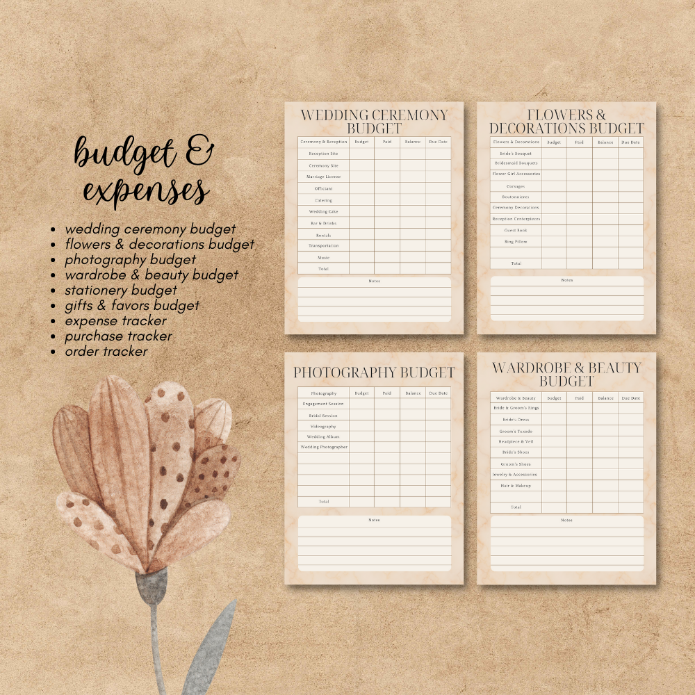 Wedding Printable Planner - Beige