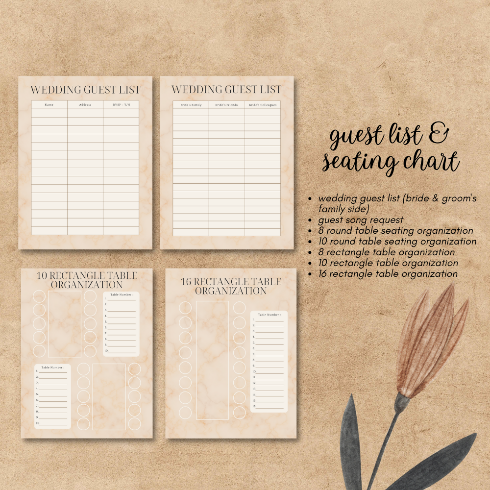 Wedding Printable Planner - Beige