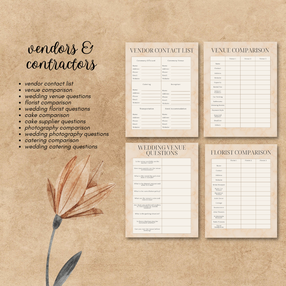 Wedding Printable Planner - Beige