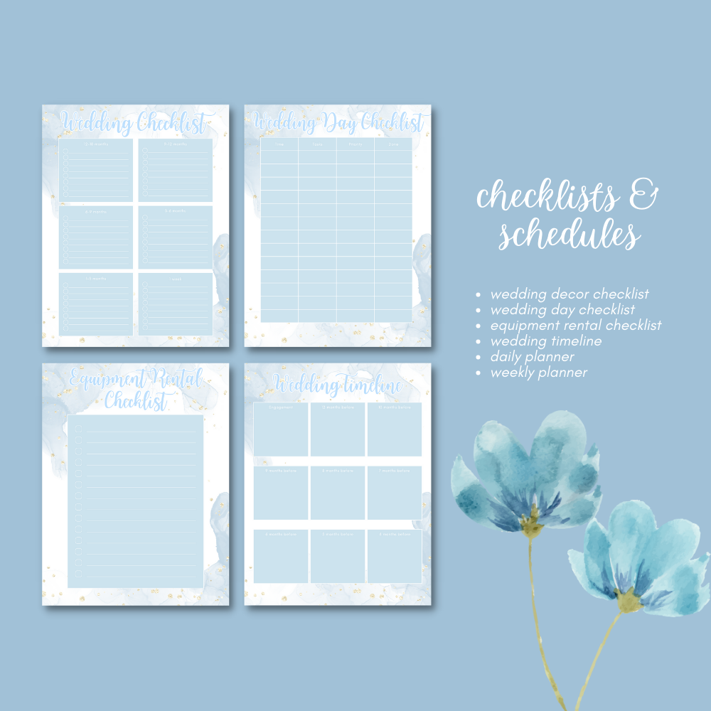 Wedding Printable Planner - Sky Blue