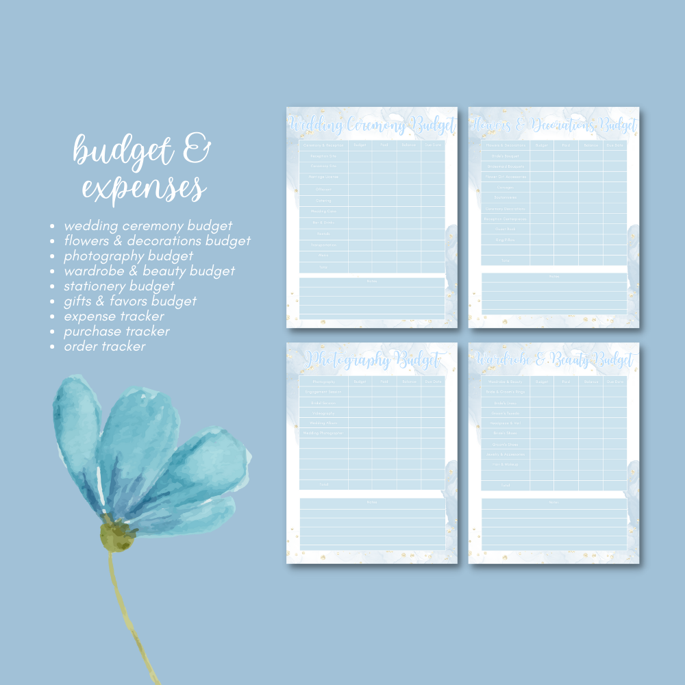 Wedding Printable Planner - Sky Blue